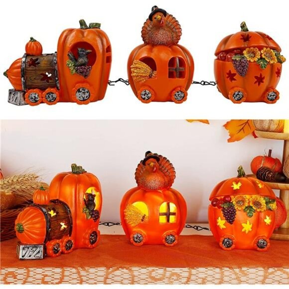 Thanksgiving Lighted Pumpkin Table Decorations - Picture 7 of 7